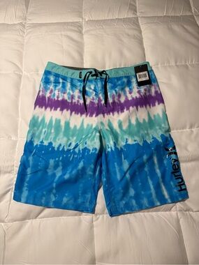 Hurley Men’s Tie-Dye Blue, Teal & Purple Board Shorts